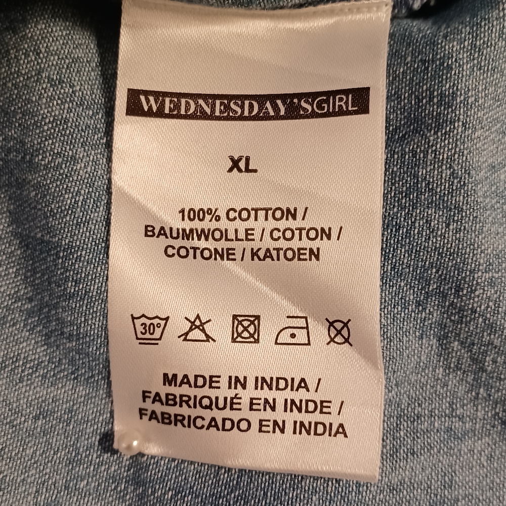 Wednesday Girl Chambray Blue Midi Skirt With Gathers. Size XL - Picture 14 of 15